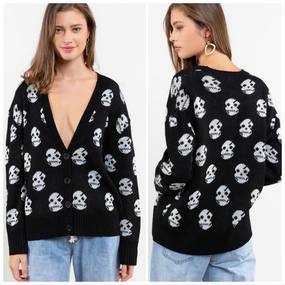 POL Pfeiffer White Skulls Cardigan - Picture 2 of 11